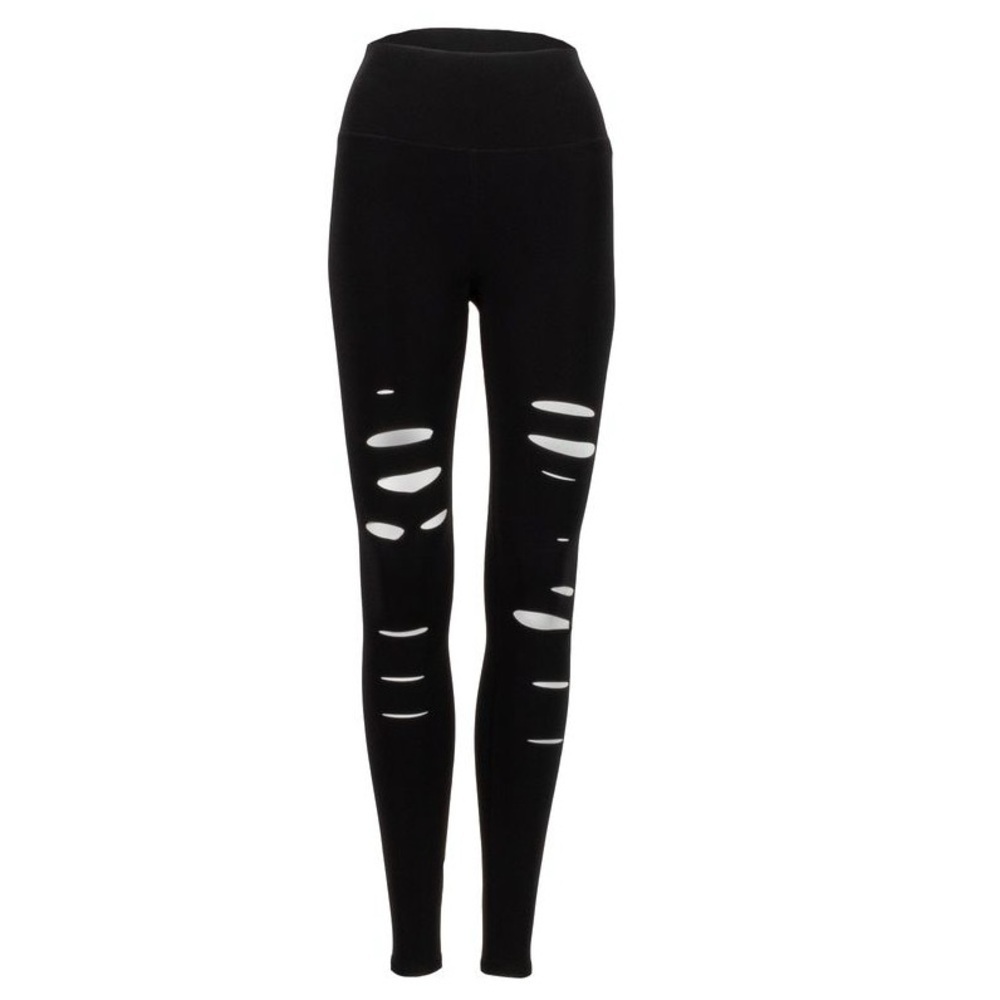 Alo Yoga High Waist Ripped Warrior Leggings Black Size XS‎